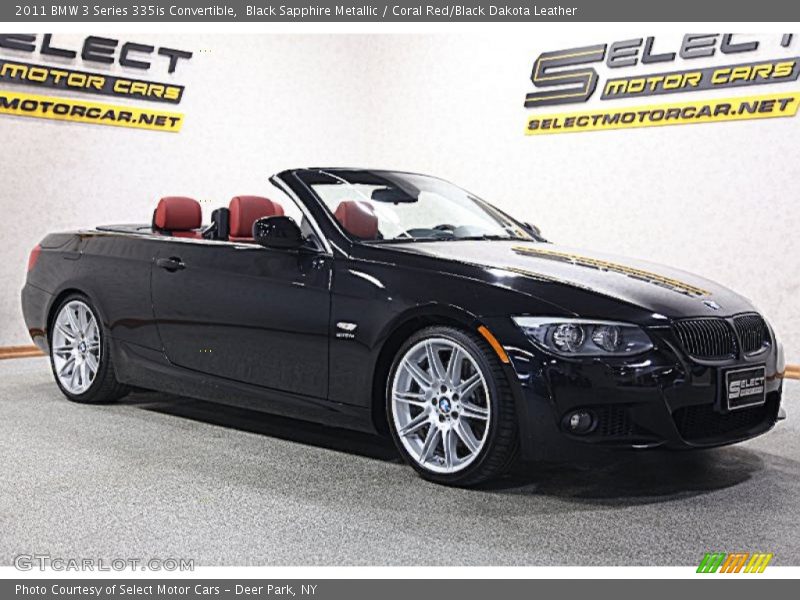 Black Sapphire Metallic / Coral Red/Black Dakota Leather 2011 BMW 3 Series 335is Convertible