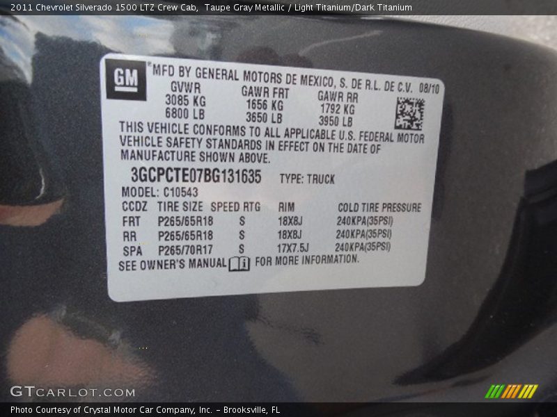 Taupe Gray Metallic / Light Titanium/Dark Titanium 2011 Chevrolet Silverado 1500 LTZ Crew Cab