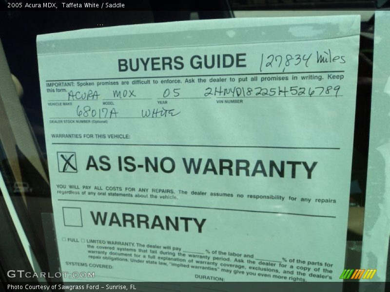 Taffeta White / Saddle 2005 Acura MDX