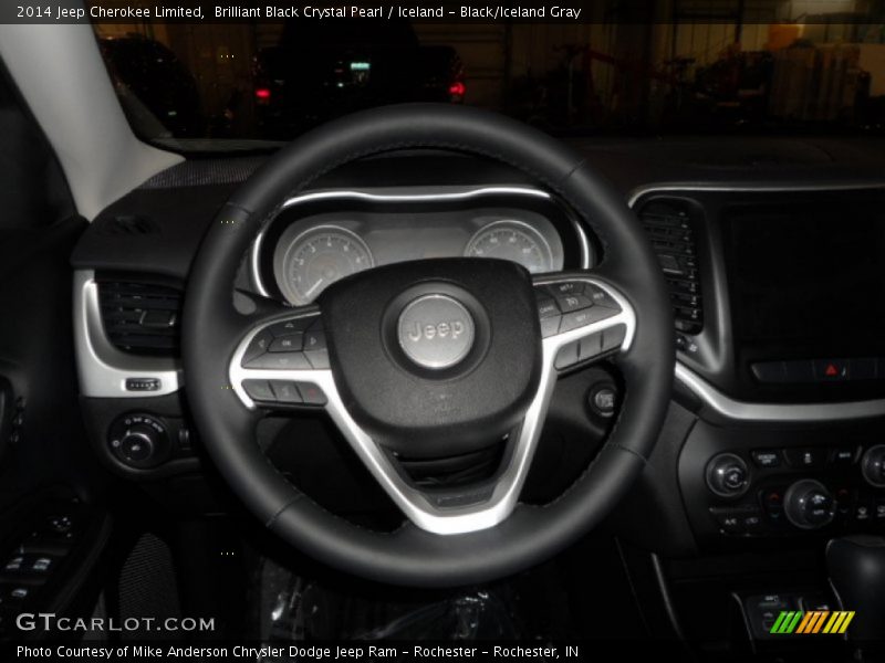 Brilliant Black Crystal Pearl / Iceland - Black/Iceland Gray 2014 Jeep Cherokee Limited