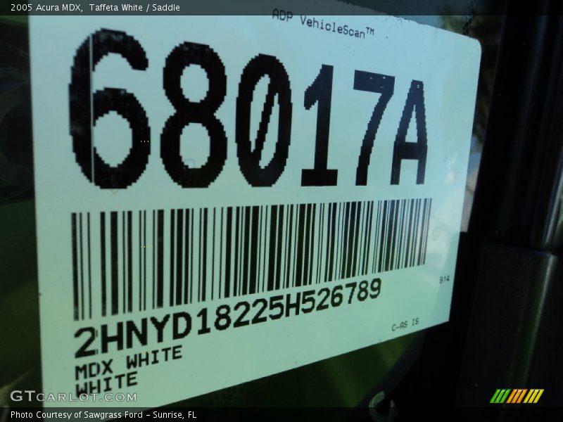 Taffeta White / Saddle 2005 Acura MDX