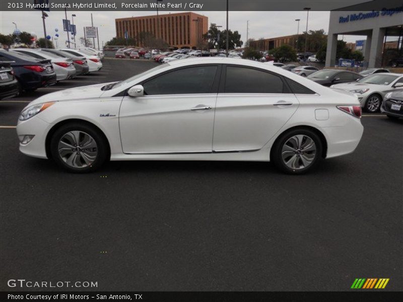 Porcelain White Pearl / Gray 2013 Hyundai Sonata Hybrid Limited