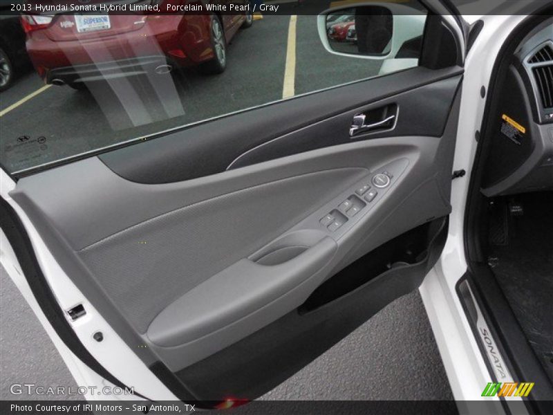 Porcelain White Pearl / Gray 2013 Hyundai Sonata Hybrid Limited
