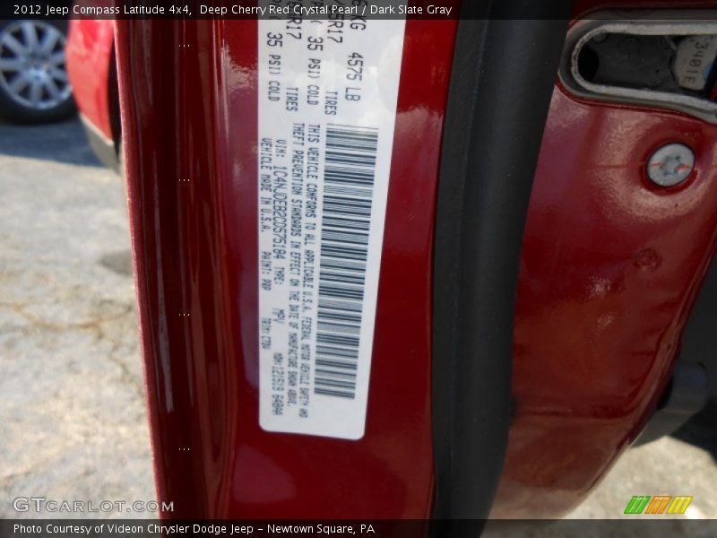 Deep Cherry Red Crystal Pearl / Dark Slate Gray 2012 Jeep Compass Latitude 4x4