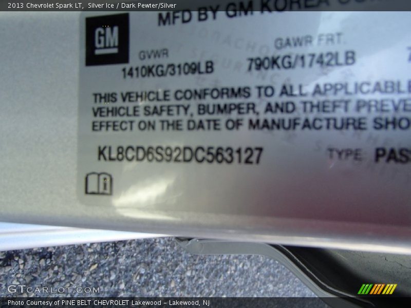 Silver Ice / Dark Pewter/Silver 2013 Chevrolet Spark LT