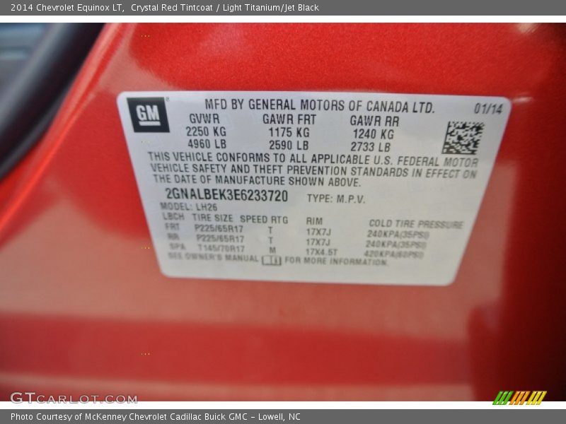 Crystal Red Tintcoat / Light Titanium/Jet Black 2014 Chevrolet Equinox LT