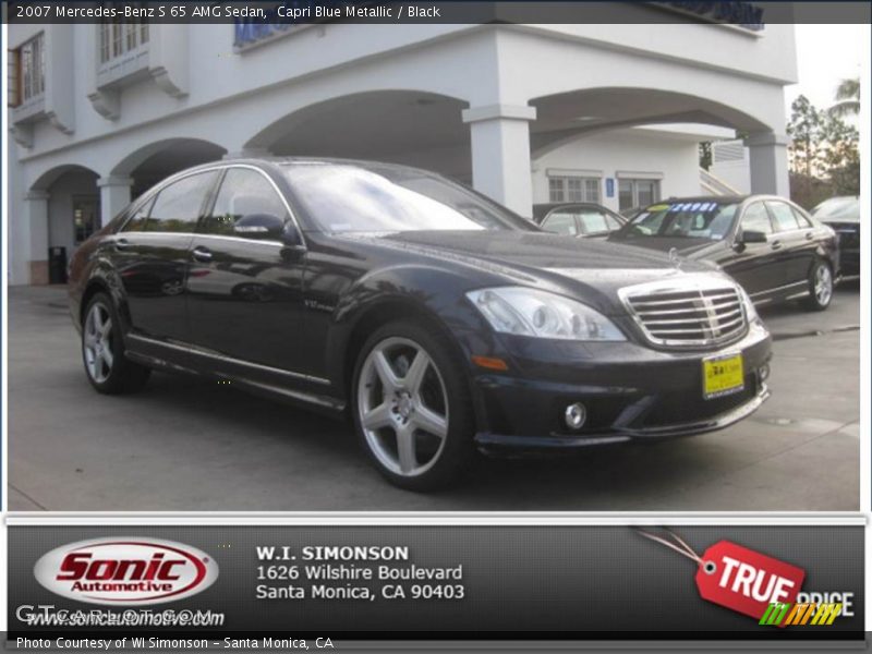 Capri Blue Metallic / Black 2007 Mercedes-Benz S 65 AMG Sedan