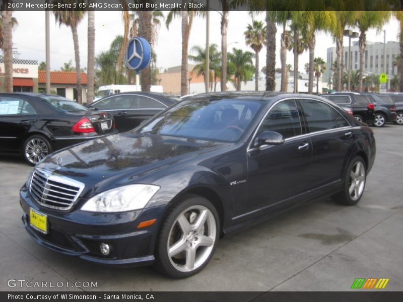 Capri Blue Metallic / Black 2007 Mercedes-Benz S 65 AMG Sedan