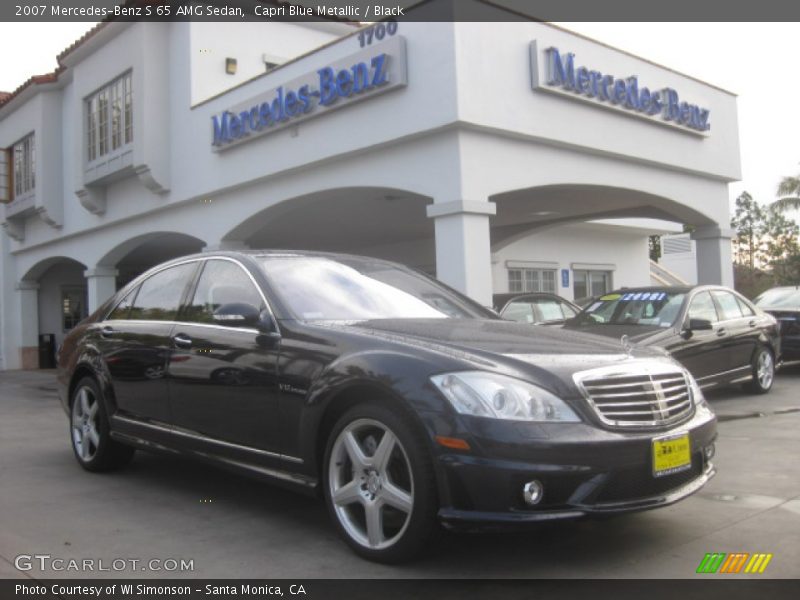 Capri Blue Metallic / Black 2007 Mercedes-Benz S 65 AMG Sedan