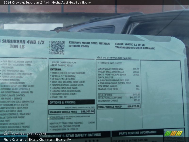  2014 Suburban LS 4x4 Window Sticker