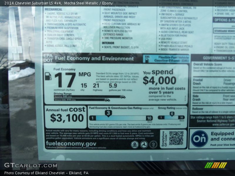  2014 Suburban LS 4x4 Window Sticker