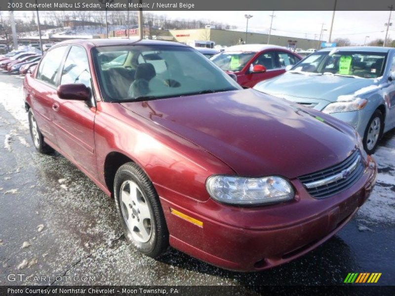 Redfire Metallic / Neutral Beige 2003 Chevrolet Malibu LS Sedan