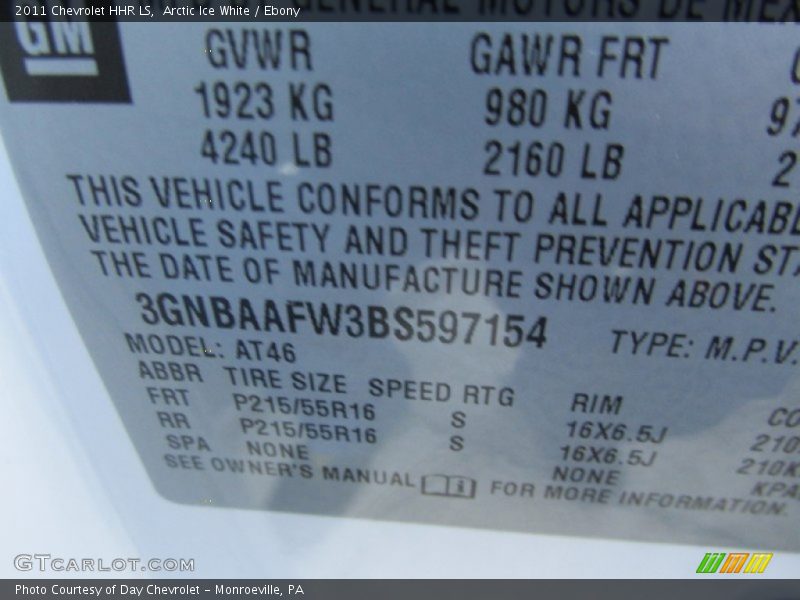 Arctic Ice White / Ebony 2011 Chevrolet HHR LS