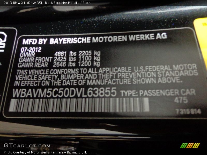 Black Sapphire Metallic / Black 2013 BMW X1 xDrive 35i
