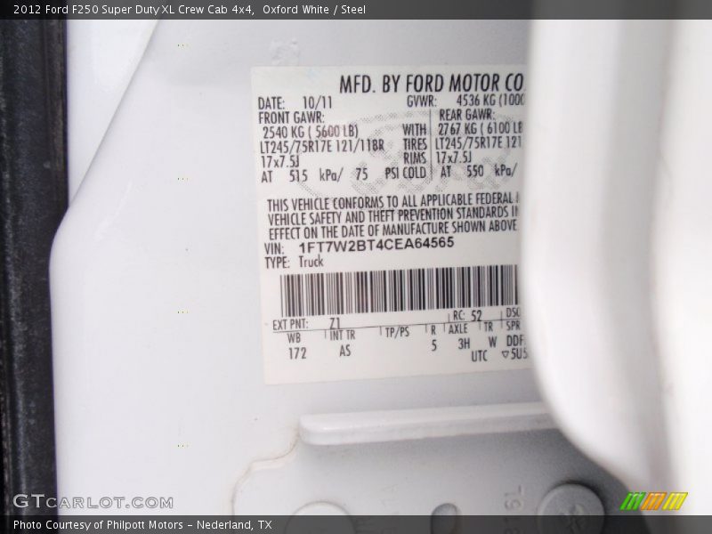 Oxford White / Steel 2012 Ford F250 Super Duty XL Crew Cab 4x4