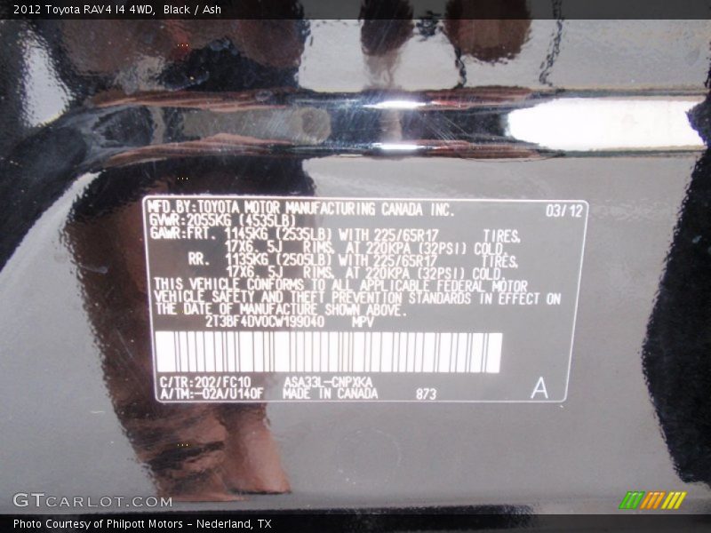 Black / Ash 2012 Toyota RAV4 I4 4WD