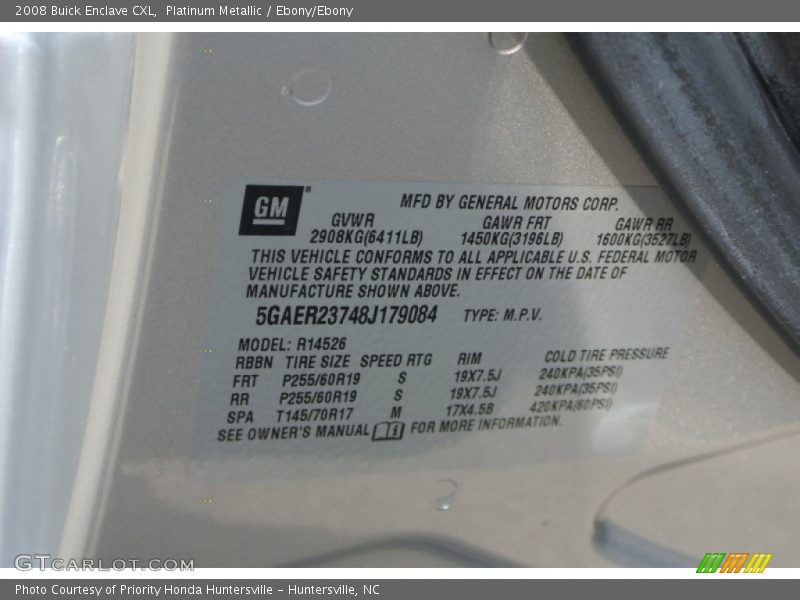 Platinum Metallic / Ebony/Ebony 2008 Buick Enclave CXL