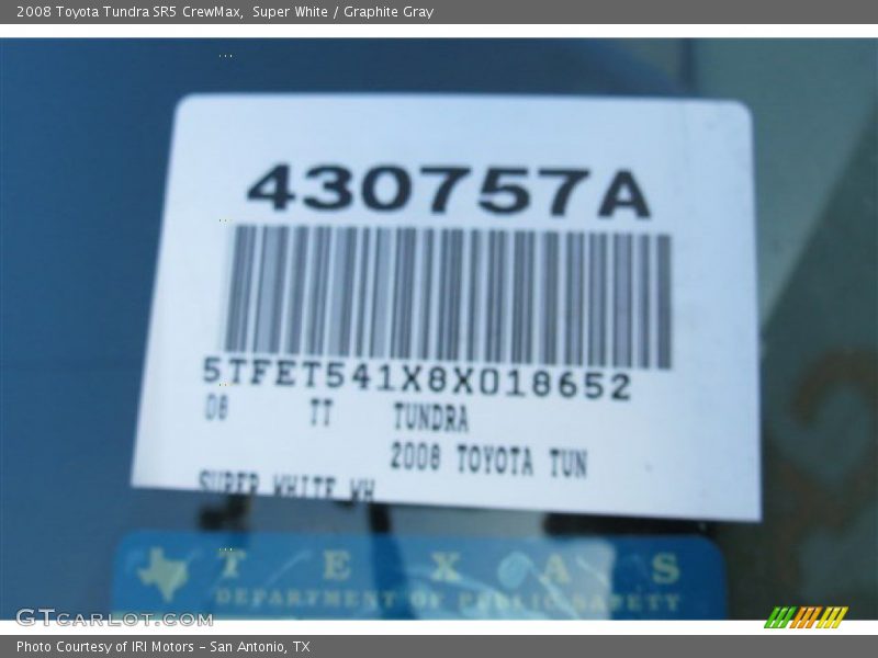Super White / Graphite Gray 2008 Toyota Tundra SR5 CrewMax