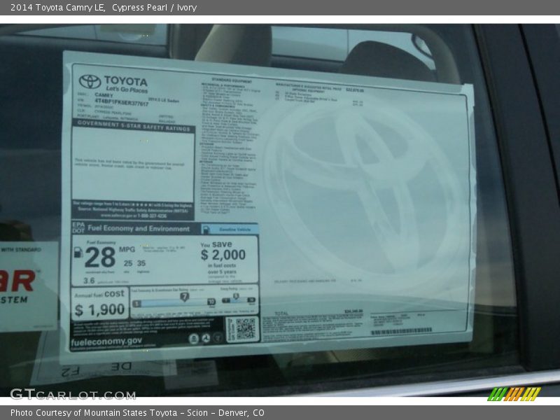 Cypress Pearl / Ivory 2014 Toyota Camry LE