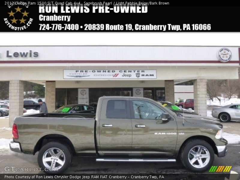 Sagebrush Pearl / Light Pebble Beige/Bark Brown 2012 Dodge Ram 1500 SLT Quad Cab 4x4