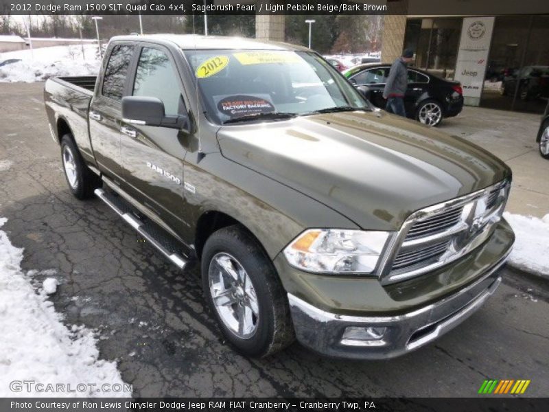 Sagebrush Pearl / Light Pebble Beige/Bark Brown 2012 Dodge Ram 1500 SLT Quad Cab 4x4