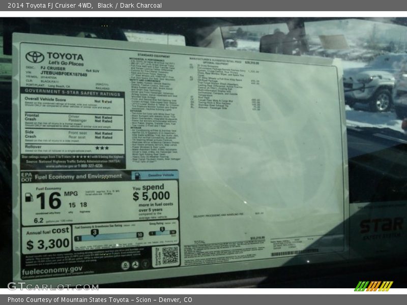 Black / Dark Charcoal 2014 Toyota FJ Cruiser 4WD