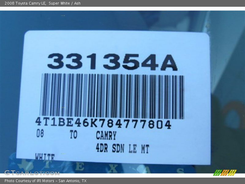 Super White / Ash 2008 Toyota Camry LE