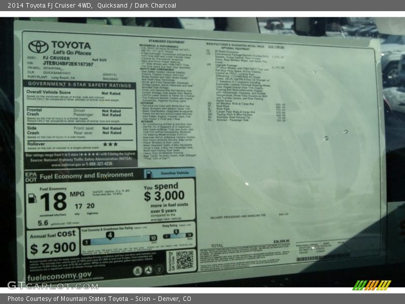 Quicksand / Dark Charcoal 2014 Toyota FJ Cruiser 4WD