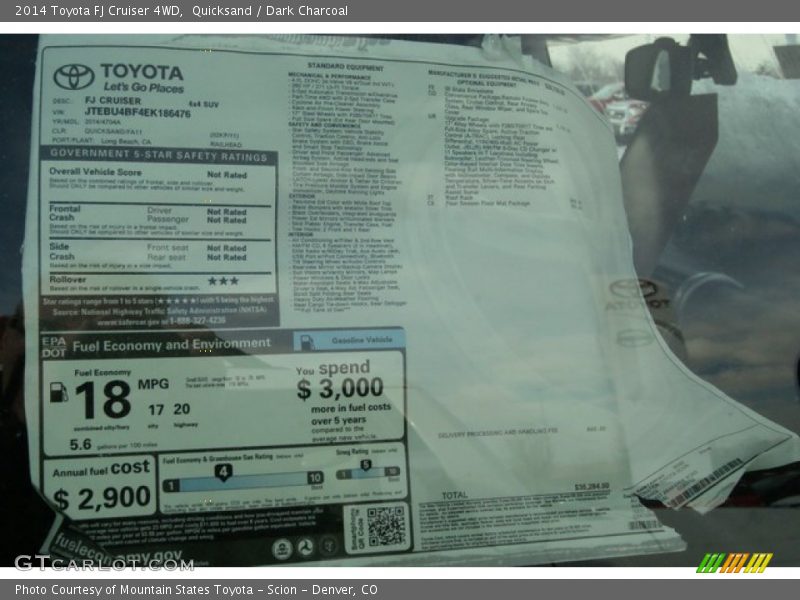 Quicksand / Dark Charcoal 2014 Toyota FJ Cruiser 4WD