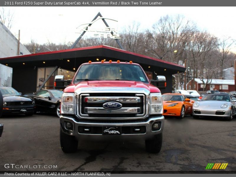 Vermillion Red / Black Two Tone Leather 2011 Ford F250 Super Duty Lariat SuperCab 4x4