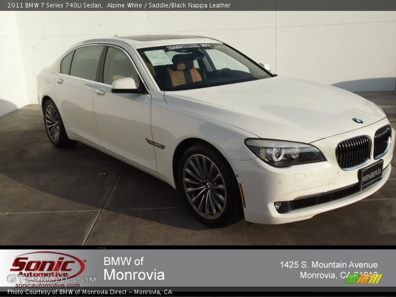 Alpine White / Saddle/Black Nappa Leather 2011 BMW 7 Series 740Li Sedan