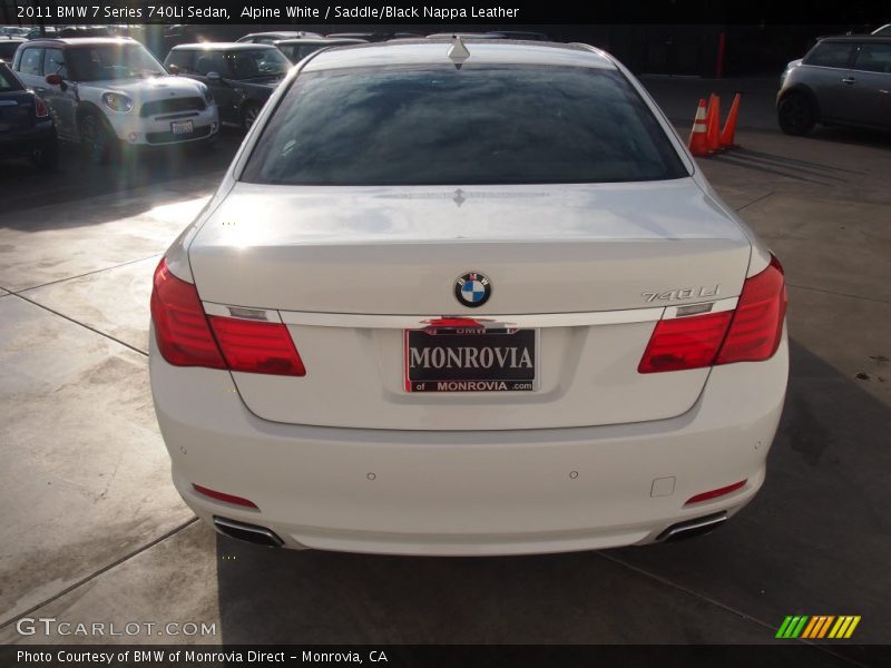 Alpine White / Saddle/Black Nappa Leather 2011 BMW 7 Series 740Li Sedan