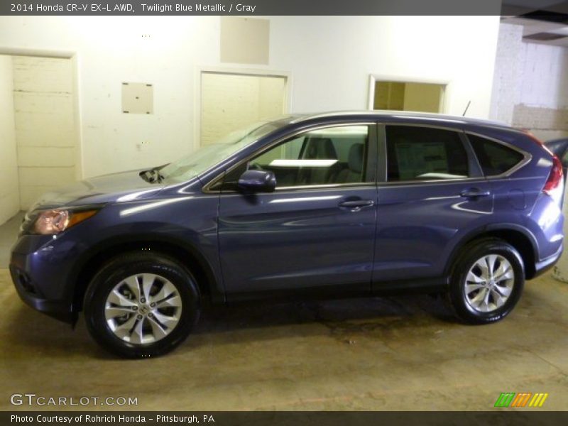 Twilight Blue Metallic / Gray 2014 Honda CR-V EX-L AWD