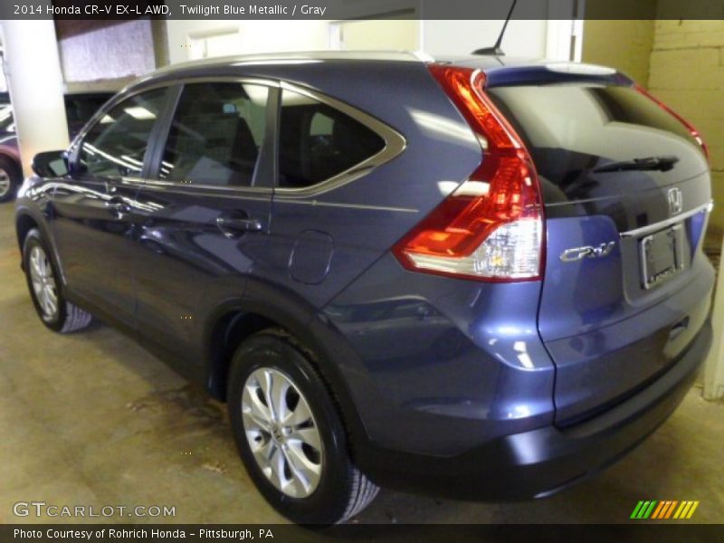 Twilight Blue Metallic / Gray 2014 Honda CR-V EX-L AWD