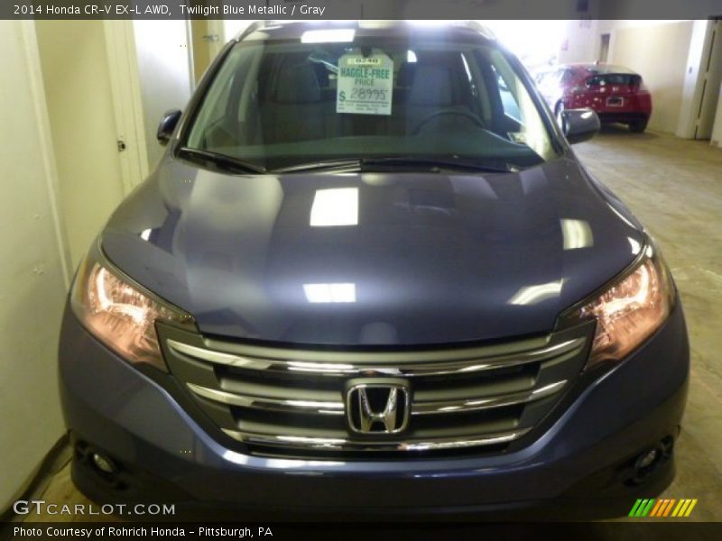 Twilight Blue Metallic / Gray 2014 Honda CR-V EX-L AWD