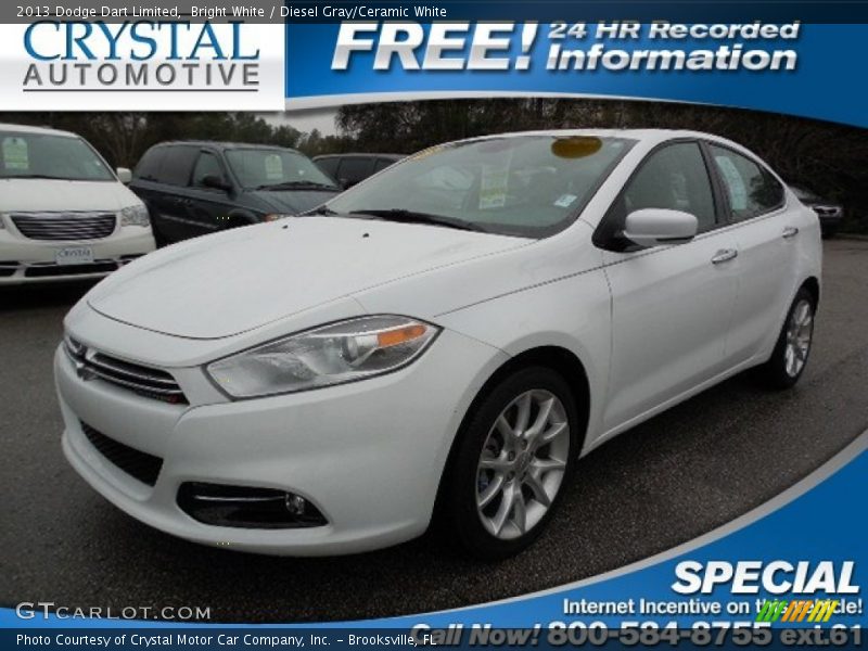 Bright White / Diesel Gray/Ceramic White 2013 Dodge Dart Limited