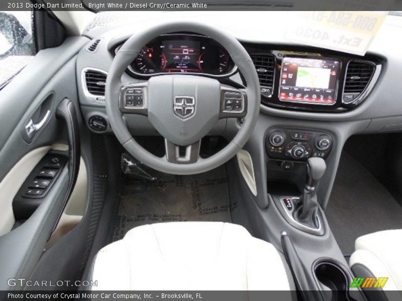 Bright White / Diesel Gray/Ceramic White 2013 Dodge Dart Limited