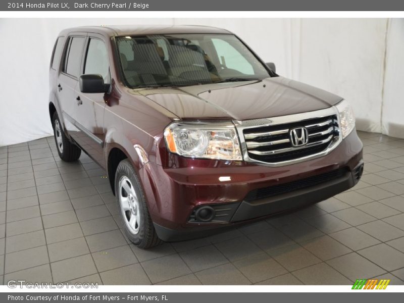 Dark Cherry Pearl / Beige 2014 Honda Pilot LX