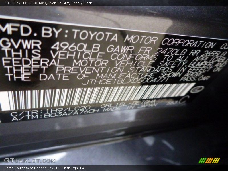 Nebula Gray Pearl / Black 2013 Lexus GS 350 AWD