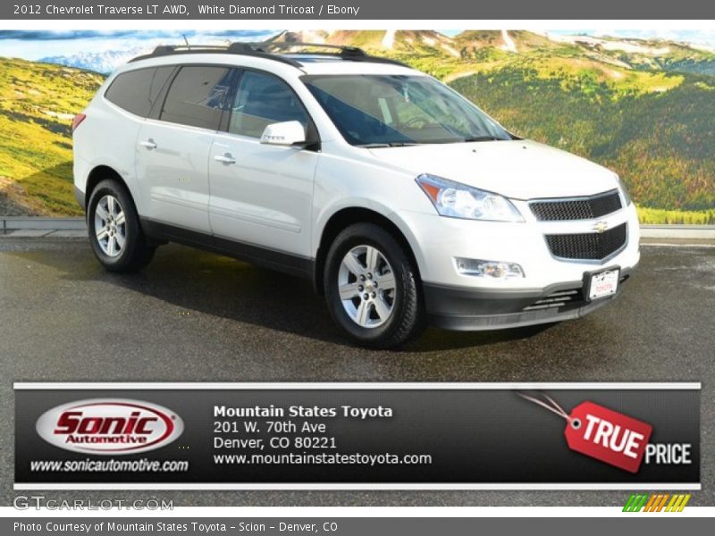 White Diamond Tricoat / Ebony 2012 Chevrolet Traverse LT AWD