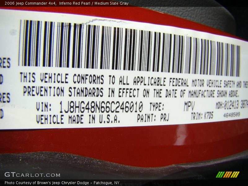 Inferno Red Pearl / Medium Slate Gray 2006 Jeep Commander 4x4