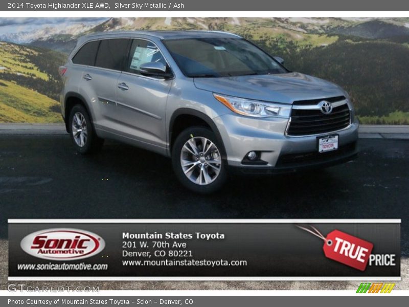 Silver Sky Metallic / Ash 2014 Toyota Highlander XLE AWD