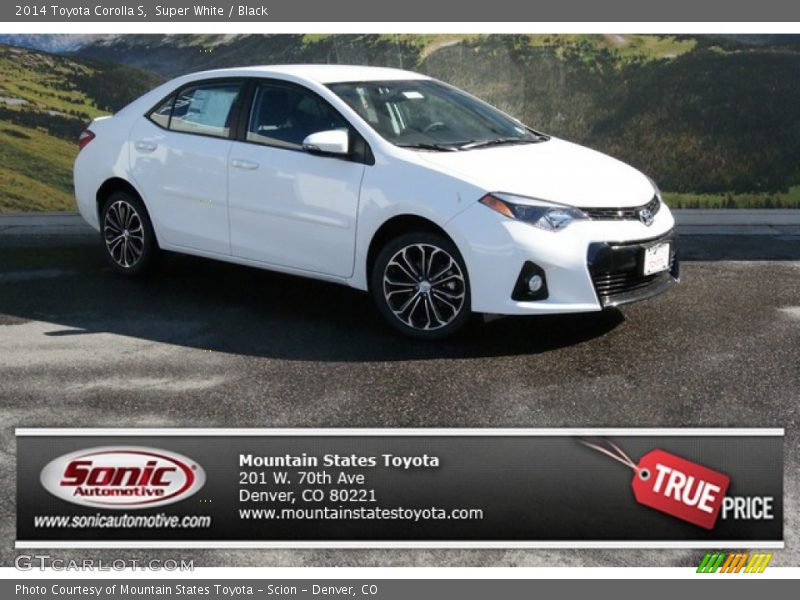 Super White / Black 2014 Toyota Corolla S