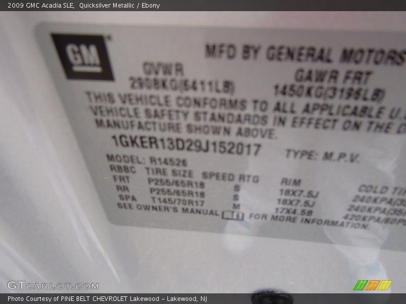 Quicksilver Metallic / Ebony 2009 GMC Acadia SLE