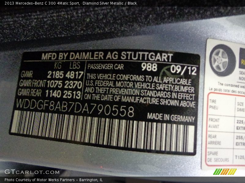 Diamond Silver Metallic / Black 2013 Mercedes-Benz C 300 4Matic Sport