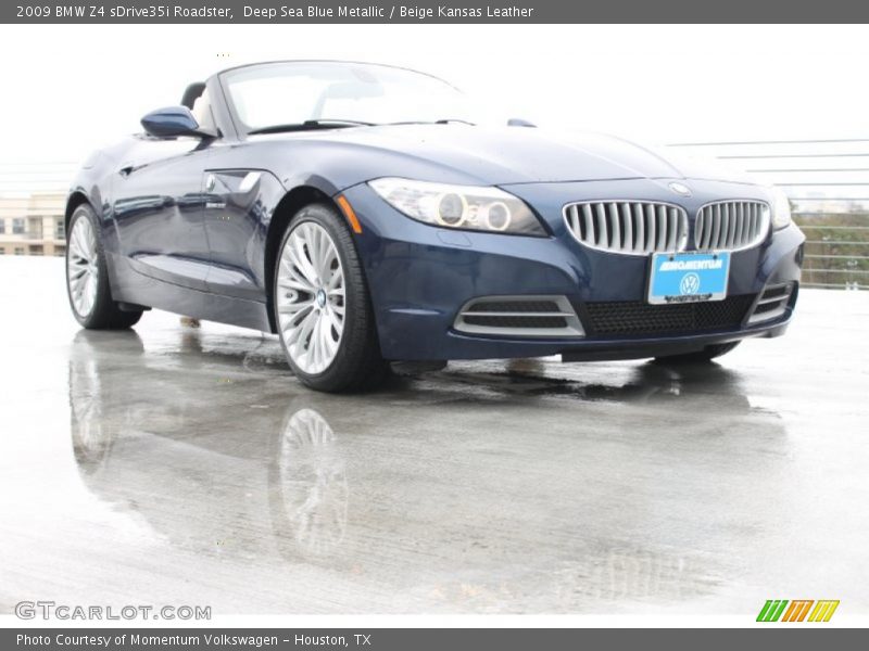 Deep Sea Blue Metallic / Beige Kansas Leather 2009 BMW Z4 sDrive35i Roadster