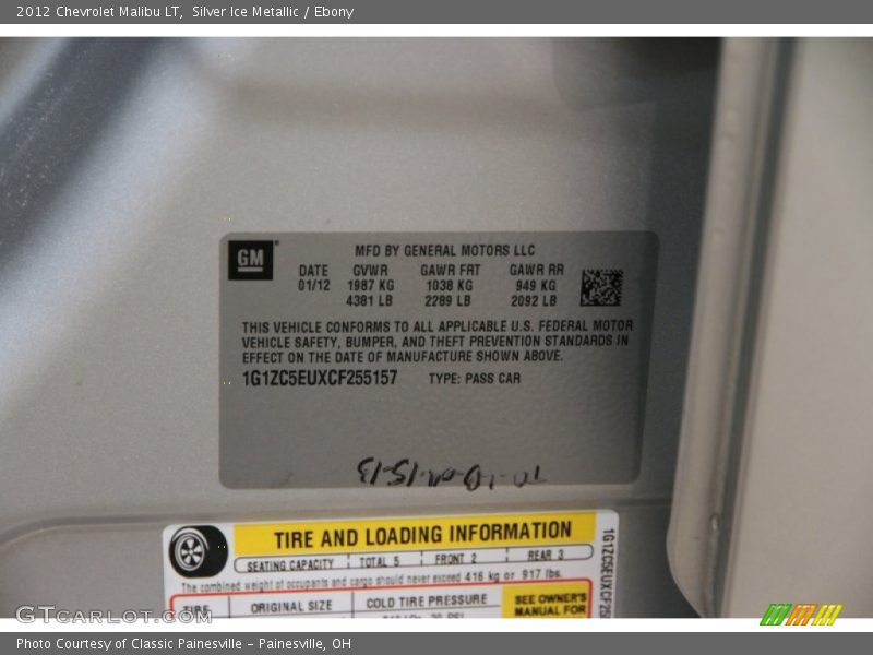 Silver Ice Metallic / Ebony 2012 Chevrolet Malibu LT
