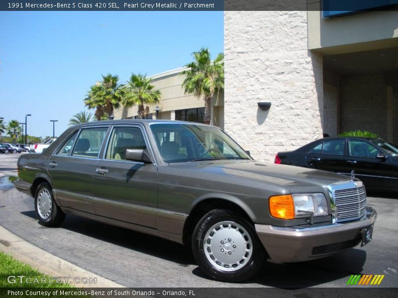 Pearl Grey Metallic / Parchment 1991 Mercedes-Benz S Class 420 SEL