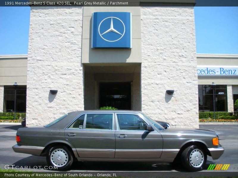 Pearl Grey Metallic / Parchment 1991 Mercedes-Benz S Class 420 SEL