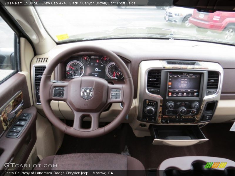 Black / Canyon Brown/Light Frost Beige 2014 Ram 1500 SLT Crew Cab 4x4